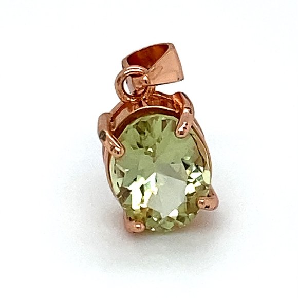 Yellow Tourmaline 1.35ct Rose Gold Silver Pendant